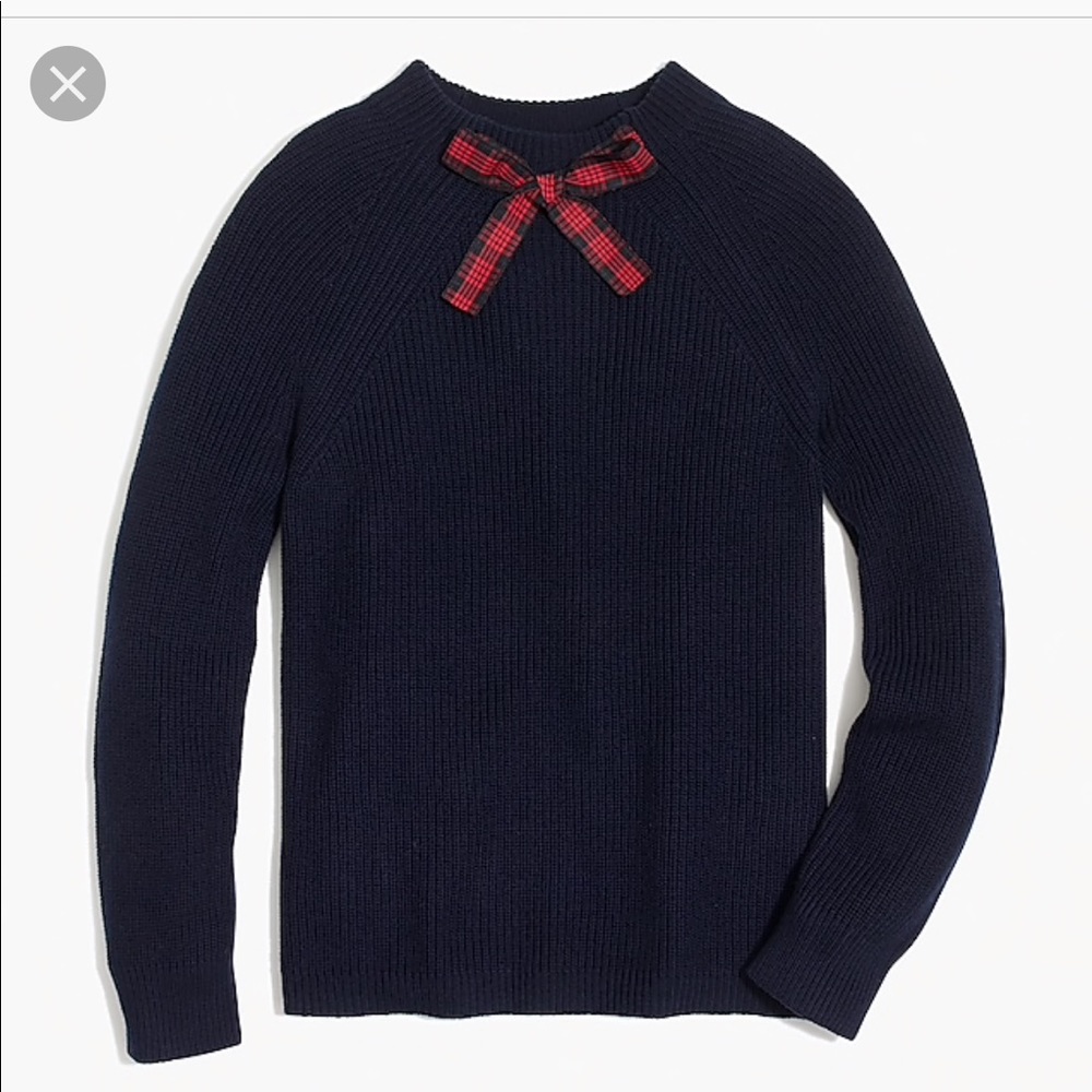 J. Crew Tartan bow crewneck sweater BNWT